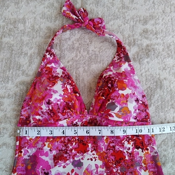 Profile Two Piece Padded Halter Tankini Swimsuit 6 Pink White - Picture 15 of 16